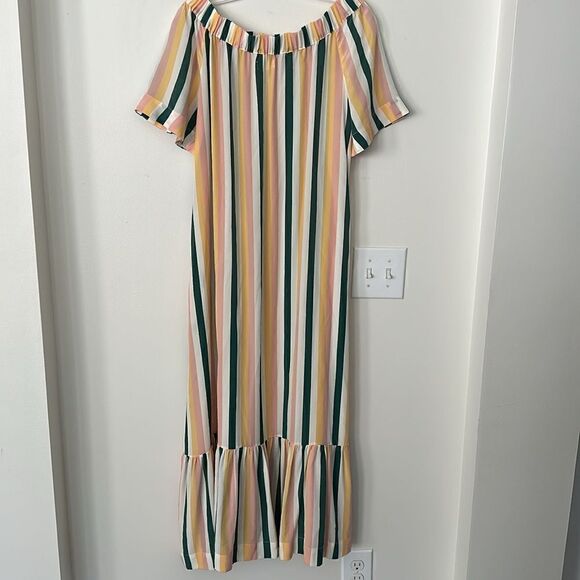 Asceno Silk Striped Off Shoulder Maxidress S - Picture 6 of 9